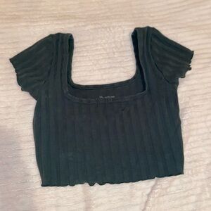 Aerie Dark green Ribbed Crop Top